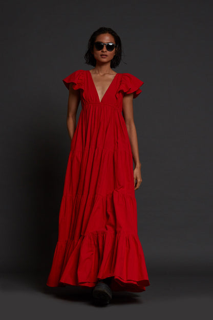 Red Tiered Gown