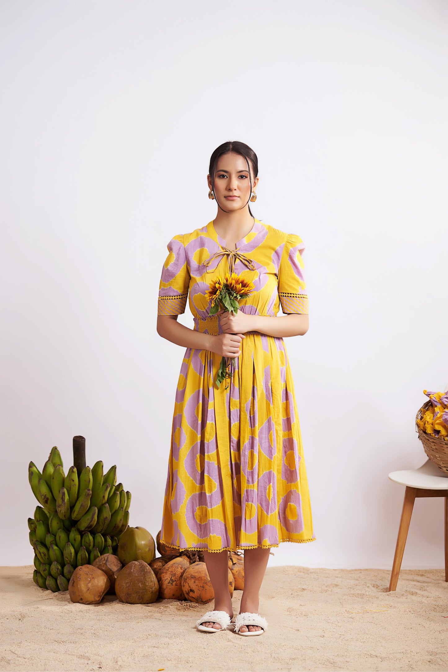 Daina Dress (Mustard and Lilac)