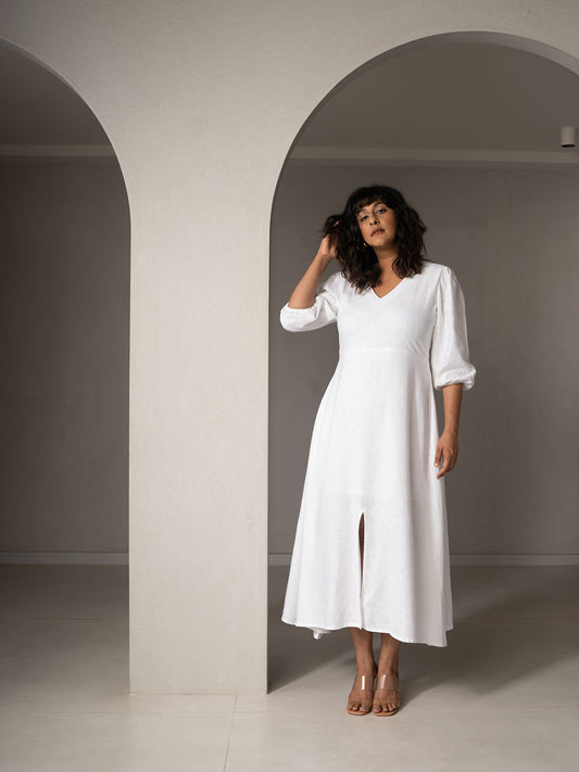 Amal Linen Slit Dress