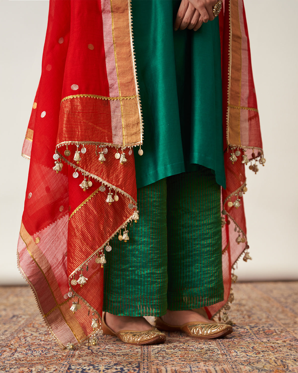 The Sindoori Sikka Booti Silk Chanderi Dupatta