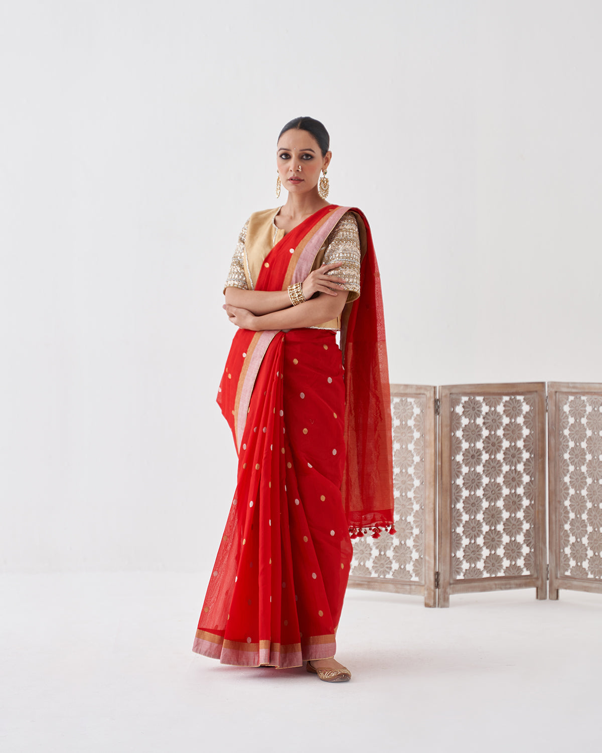 The Sona Chandi Silk Tissue Chanderi Blouse with Gota Zari Handwork