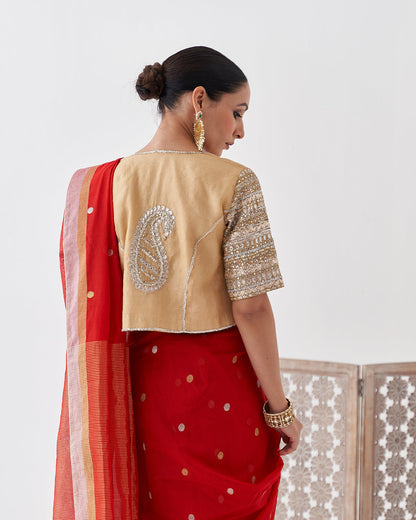 The Sona Chandi Silk Tissue Chanderi Blouse with Gota Zari Handwork