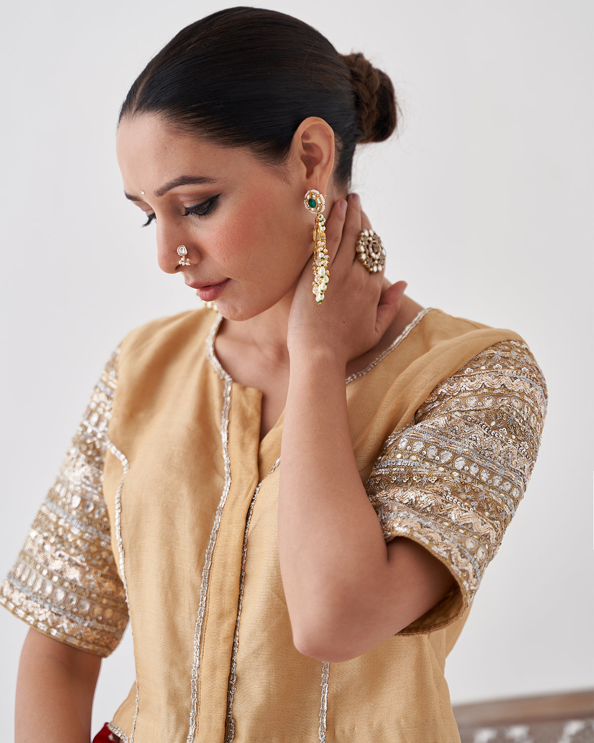 The Sona Chandi Silk Tissue Chanderi Blouse with Gota Zari Handwork