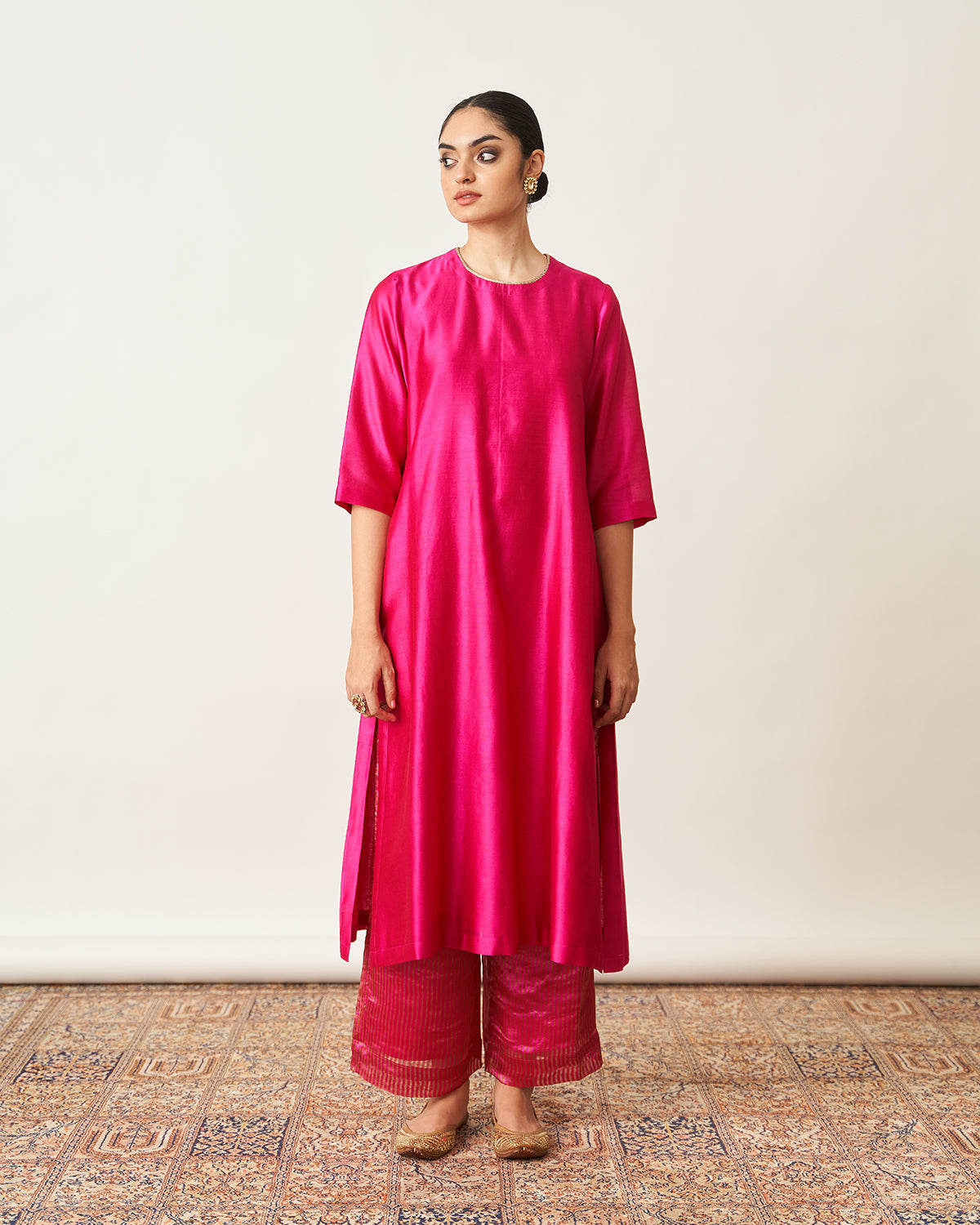 The Rani Pink Silk Chanderi Set