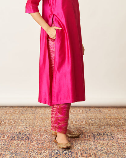 The Rani Pink Silk Chanderi Set