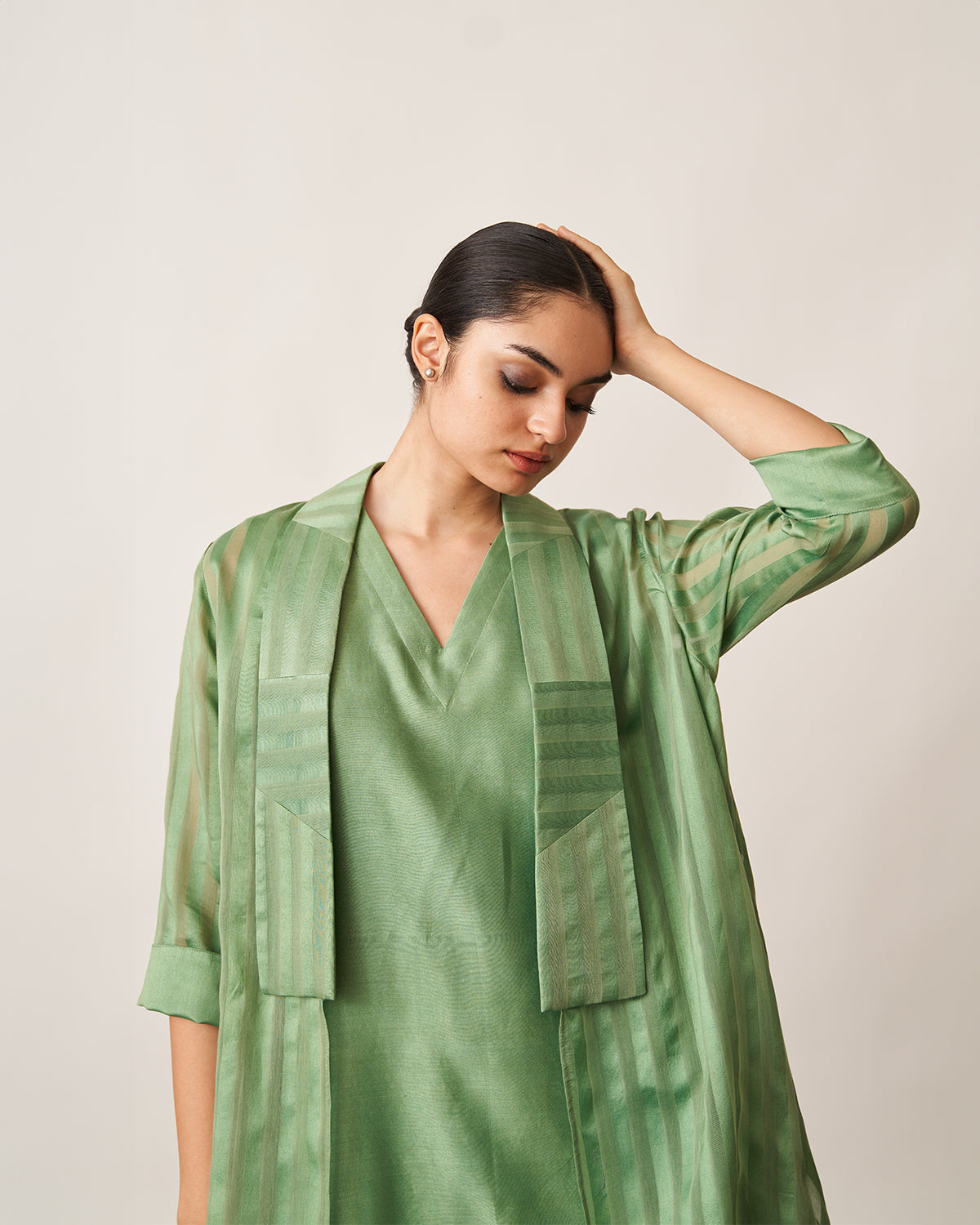 The Pista Green Silk Chanderi Ensemble