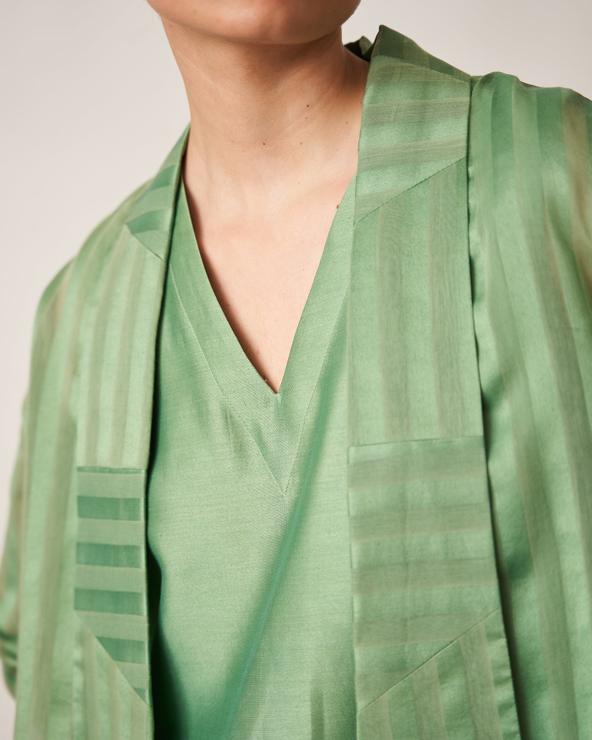 The Pista Green Silk Chanderi Ensemble