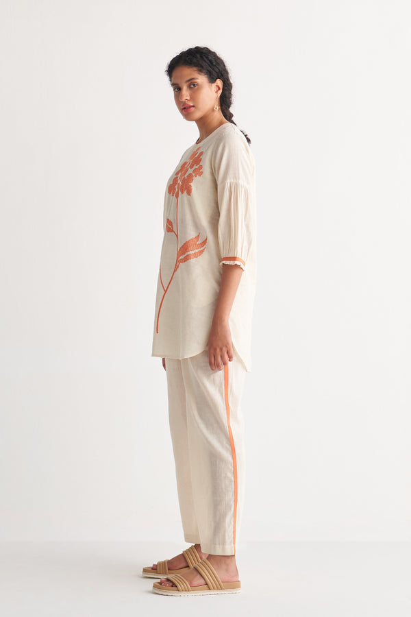 Orange Florence Cross-stitch Off-white Co-Ord Set
